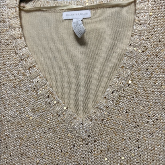 Charter Club Cream V-Neck Sweater - Picture 2 of 4